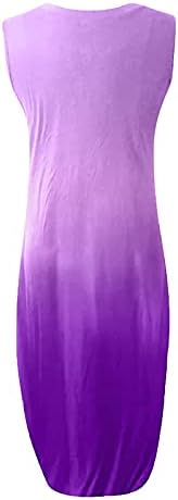 Fragarn haljine za žene 2022 gradijentska haljina bez rukava s džepom okruglim vratom casual labava ljetna maxi haljina