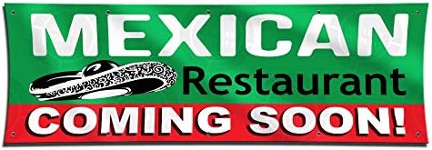 Meksički restoran koji uskoro dolazi natpis vinil zaslon razni plakat svijetle boje u boji lona