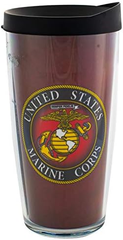 Potpis Tumblers Us Marine Corps omotaj na maramu od 16 unci dvostruko zid putničke šalice s crnim laganim gutljajem poklopcem