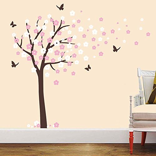 Ogromna stabla cvjetanja trešnje koja puše u naljepnicama zidnih zidova vrtić cvjetovi leptir umjetnost bebe dječja soba soba zidna