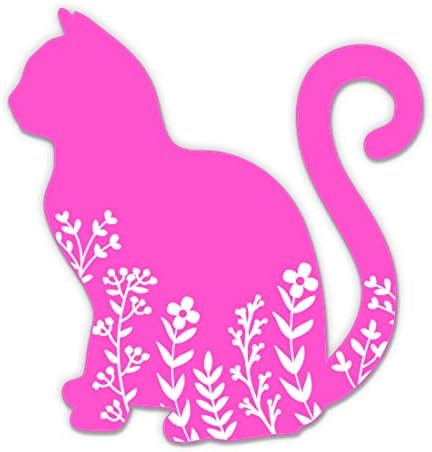 Cvjetna mačka Prilično ružičaste naljepnice - 2 naljepnice od 3 - vodootporni vinil za automobil, telefon, boca s vodom, laptop - ružičaste