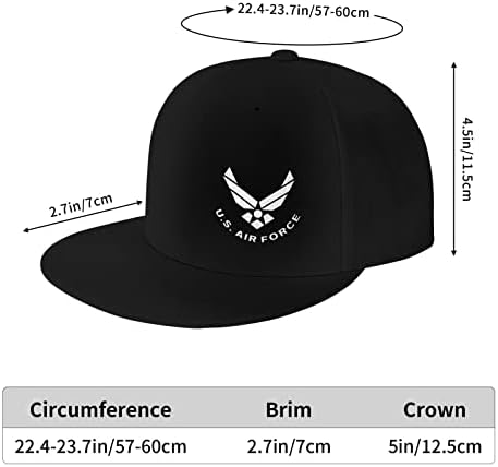 Američko ratno zrakoplovstvo Uniseks s printom od 3 inča klasična bejzbolska kapa s ravnim vizirom u hip hop stilu