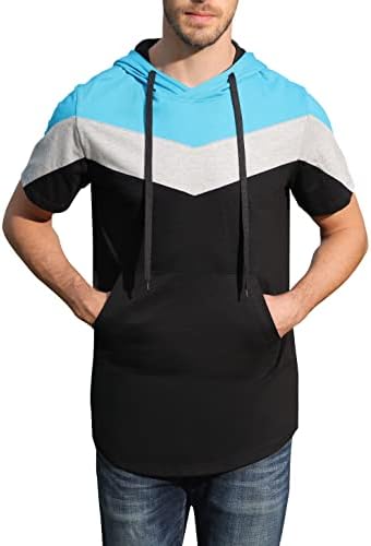 Mooncolour muški lagani hip hop dugačka kontrastna boja kratka rukava s kapuljačama s kapuljačama s kapuljačom s džepom kanga