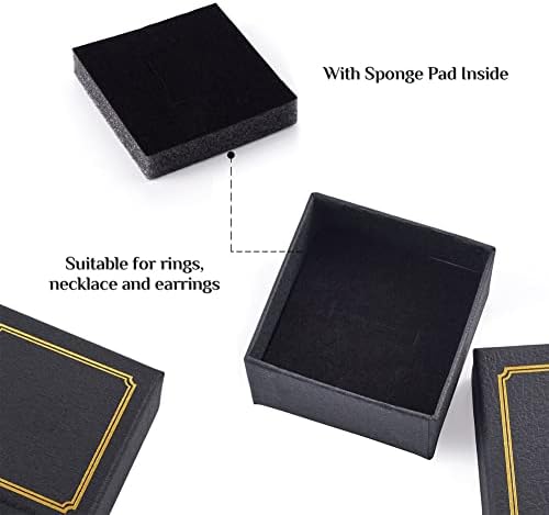 BESEWELRY 12PCS Kartonske kutije za nakit skupne male poklon kutije s poklopcima za nakit Pakiranje pravokutnik Black Nakit za prikaz