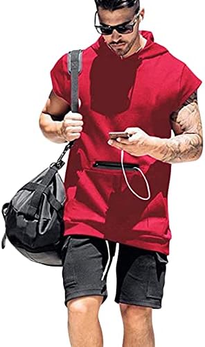 Muški kapuljača bez rukava Stringer Fitness Bodybuilding Work Work s kapuljačama s džepom
