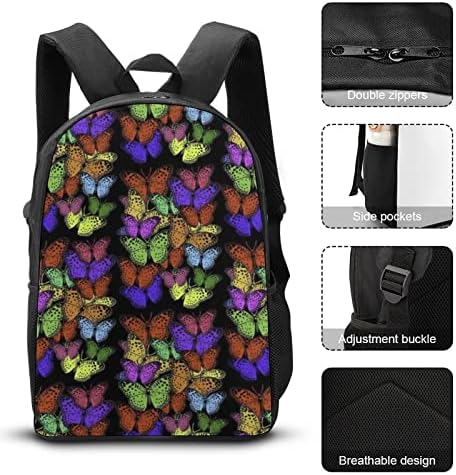 Kritična masa prekrasnih kompleta školskih ruksaka s leptirima za studente, slatki set tiskanih torbi za knjige, izolirana kutija za