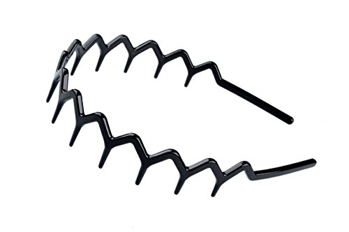 Set od 2 cik-cak crna plastična češlja za kosu sa zubima morskog psa i trakom za glavu