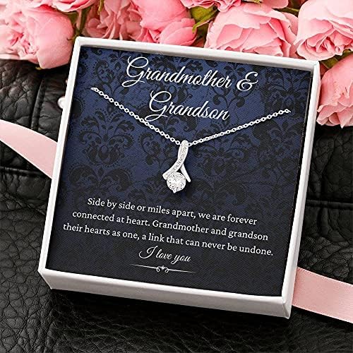 Nakit s porukama, ručno izrađena ogrlica- Personalizirani poklon Petit Ribbon Ogrlica, ogrlica bake i unuka, rođendanski poklon za
