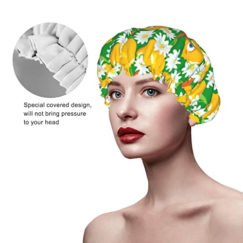 Žene za višekratnu uporabu rastezljiva kapu za kosu guma patka Daisy cvjetni dvostruki slojevi vodootporni poklopac za tuširanje poklopac