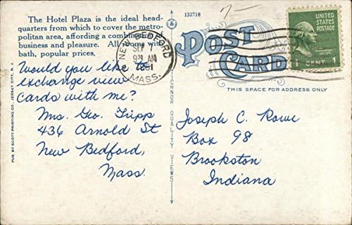 Hotel Plaza - nasuprot Journal Square, Hudson Tube stanice Jersey City, New Jersey Originalna antička razglednica