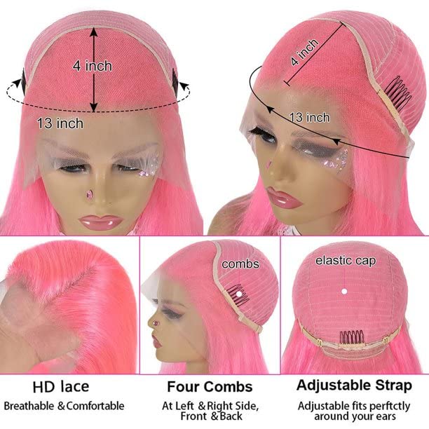 Najbolje ružičaste perike za ljudsku kosu 13 94 prozirna perika s prednjim vezicama ravne perike s voluminoznim valom za žene prethodno
