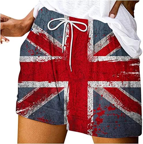 Ženske sportske Ležerne kratke hlače za Dan neovisnosti s labavim džepovima kratke hlače s kravatom ljetne kratke hlače za plažu za