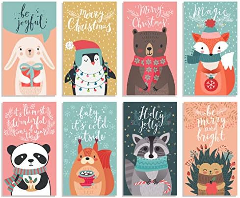Sretni odmor razglednice / božićne razglednice - skupni set uključuje 48 božićnih razzočnika | 8 različitih slatkih dizajna razglednica