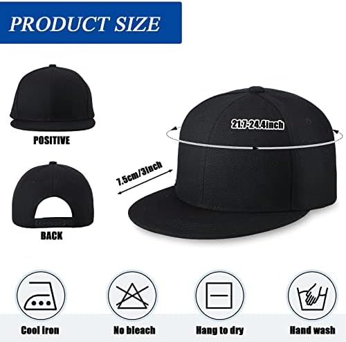 Klasična bejzbolska kapa za mlade, hip hop kapa za mlade, muška bejzbolska kapa s ravnim obodom, prazna jednobojna, Podesiva veličina,