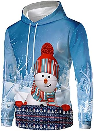 Gdjgta božićna majica s kapuljačom s kapuljačom za muškarce jesenski crtanje pulover tanke ležerne kapuljače dugi rukav gornji bluz