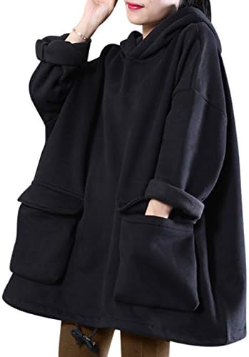 Yeano WZF žene casual kapuljače za pulover od flisa plus veličina aktivna jakna/veliki džepovi