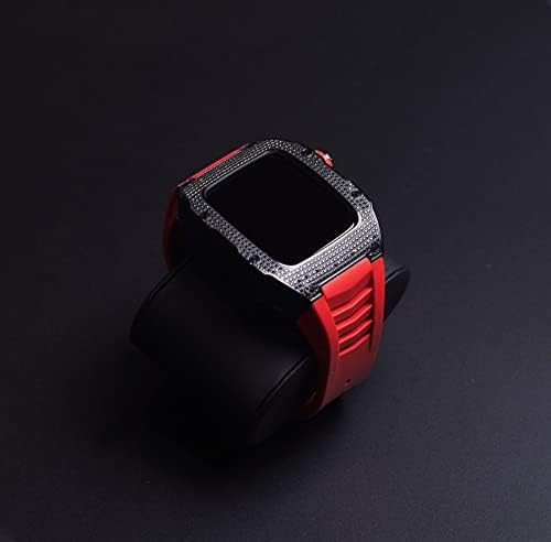 Trdybsk Dijamantski modifikacijski komplet za Apple Watch 7 45 mm futrola od nehrđajućeg čelika za IWATH 7 Series 44 mm fluorin gumeni