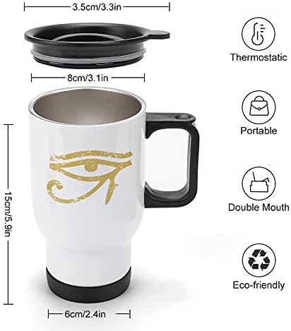 Egipatsko oči Horus kave od nehrđajućeg čelika s poklopcem i ručicom izolirane putničke šalice za uredski automobil