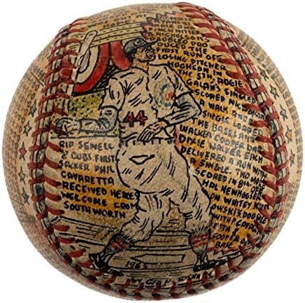 Prekrasna 1944. All Star Game ručno oslikana George Sosnak Folk Art potpisan bejzbol - Autographed MLB Art