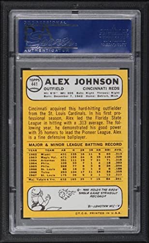 1968. Topps 441 Alex Johnson Cincinnati Reds PSA PSA 7.00 Reds