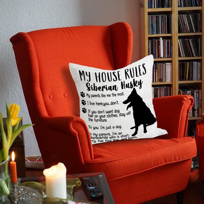 Smiješna sibirska husky silueta Moja kuća pravila corgi reverzibilni jastučni jastuci za bacanje Uredite kućnu spavaću sobu dnevnu