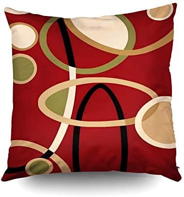 Capsceoll 2pcs brusnica crvena tan crni geometrijski krug ukrasni jastuk jastuka 16x16inch, jastučnica za jastuk za zatvaranje jastuka