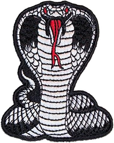 Koža Vrhovna upečatljiva kobra zmija vezena biciklista-patch-crni-mal