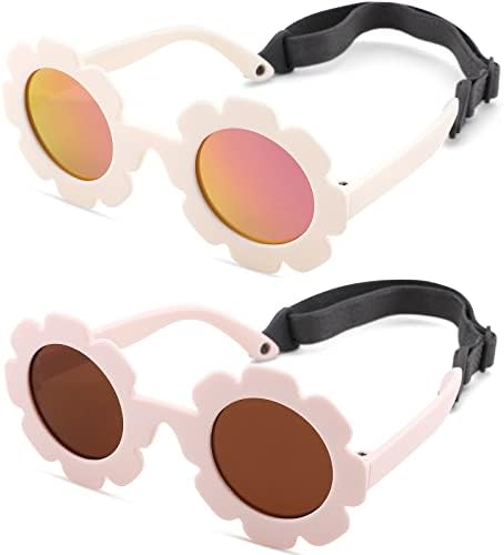 Fleksibilne savitljive dječje polarizirane sunčane naočale s cvjetnim uzorkom s remenom za novorođene dječake i djevojčice u dobi od