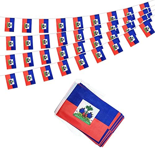 50 stopa Haiti Banner String, Haitians Mini zastava Mali transparent, za Olimpijske igre, Svjetski kup, zabavu, trgovine i barove ukrasi,