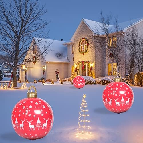 Toyvian vanjski dekor božićni napuhani božićni balon na napuhavanje pvc xmas ogromni ukrasi za božićno drvce božićni gužvi crvene kuglice