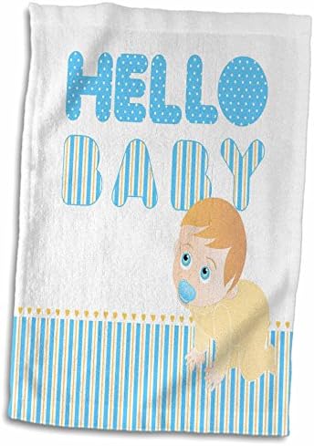 3Drose Baby Boy puzao i pozdrav bebe poruka na plavim i žutim prugama ... - ručnici