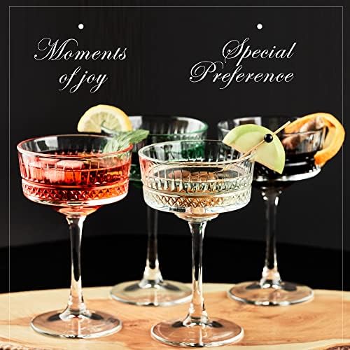 Set od 4 čaše za šampanjac, Koktel, Martini, čaše za vino, staklo s dugim stabljikama,
