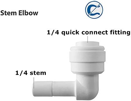 Koljenasti priključak za vodovodne cijevi za cijevi promjera 1/4 inča s rotacijom od 90 stupnjeva za spajanje plastičnih spojnica za