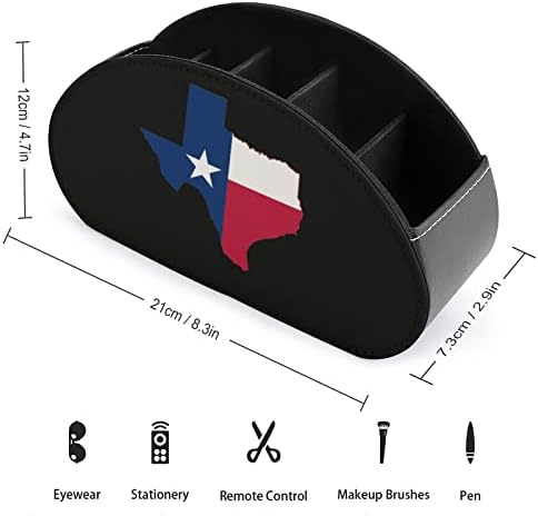 Texas Flag Map PU kožna kutija Organizator za daljinski upravljač Organizator s 5 odjeljaka