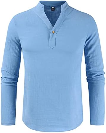 RTRDE muške atletske košulje i majice casual modne pamučne posteljine Čvrsta boja košulje dugih rukava za muškarce