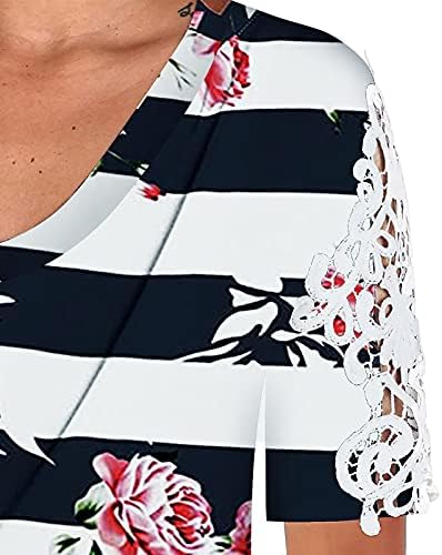 Tunike, ženski topovi s grafičkim printom, ljetna košulja s modnim printom, modna jednostavna košulja kratkih rukava s izrezom u obliku