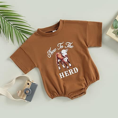 Karuedoo novorođenče djevojčica dječak krava print tweamrt romper crewneck predimenzioniran onie outfit s dugim rukavima slatka jesenska