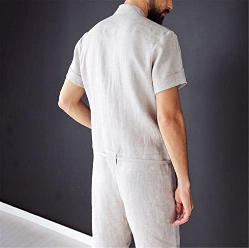 N-A. Muške posteljine kombinezone jednodijelne kratke hlače povremene modne udobne kratke rukave tanke kapuljače s kapuljačama s kapuljača