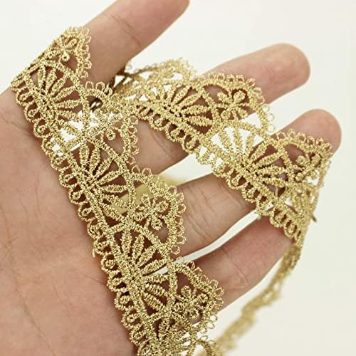 IDONGCAI ZLATNO Zlatna čipkasta obloga Metalna venecijanska čipkasta vrpca za obrezivanje tkanina za rub za tortu, vjenčanica, kostim