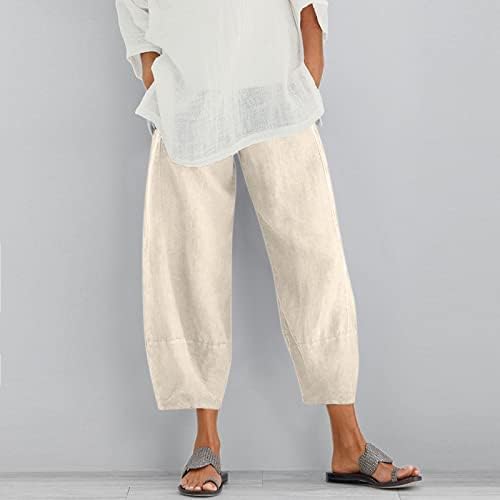 Grge Beuu Capri hlače za žene pamučne posteljine ošišane pamučne platnene hlače Ženske povremene trenirke od čvrste boje plus veličina