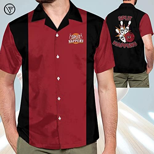 Lasfour retro košulje za kuglanje za muškarce, muški gumb kratkih rukava dolje vintage havajska košulja za kuglanje, košulje za kuglanje
