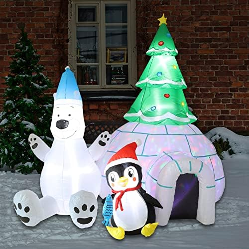 6,5ft božićni ukrasi na napuhavanje ledene kuće s polarnim medvjedom ugrađeni LED vanjsko zatvoreno dvorište upaljeno za blagdansko