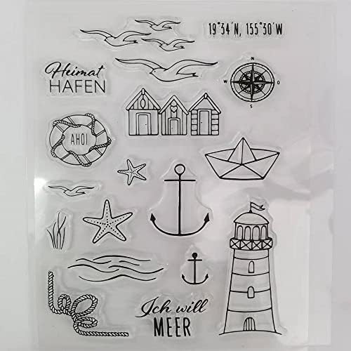 WooyangFun Summer Seagull Sidre Clear Stamp za izradu karata i scrapbooking, morske marke za utiskivanje albuma