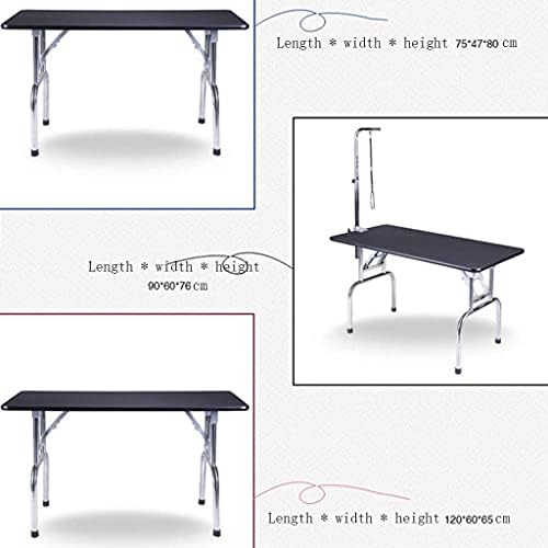 Crni sklopivi stol za njegu pasa prijenosni podesivi stol za modeliranje od nehrđajućeg čelika posebna tuš kabina s ručnom petljom