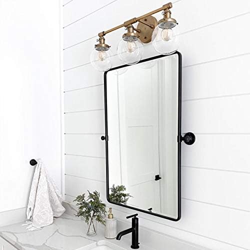 Tehome 20x24 '' Ogledalo okretnog ogledala za kupaonicu Matt Black nagib korijen pravokutnik Pravokutnik kupaonica ogledalo okretno