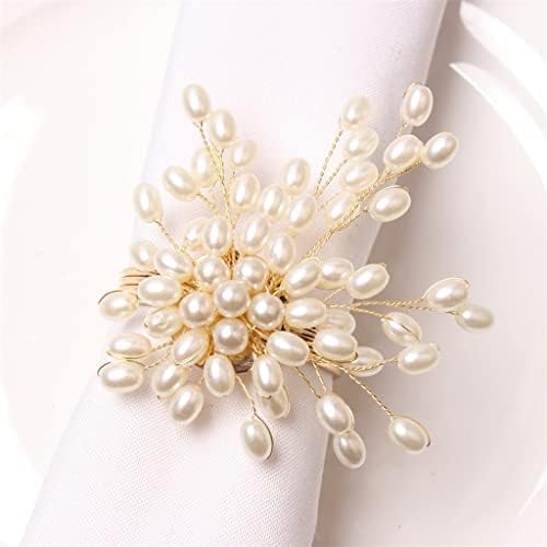 12 kom / lot Novi bijeli biserni niz cvjetni prsten za salvete držač za salvete za vjenčanje držač za salvete ukras za stol prsten