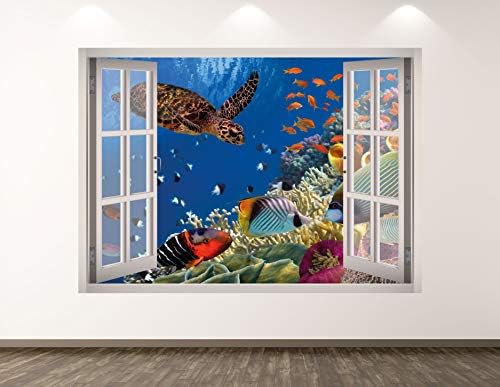 West Mountain Aquarium Wall Decal Art Decor 3d prozorska kornjača naljepnica muralna dječja soba Custom poklon bl143