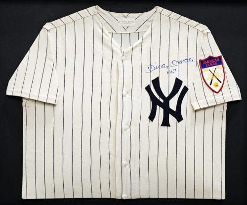 New York Yankees Mickey Mantle s autogramiranim uokvirenim bijelim/krem Pinstripes Autentični Mitchell & Ness Jersey s 50. al Zlatnom