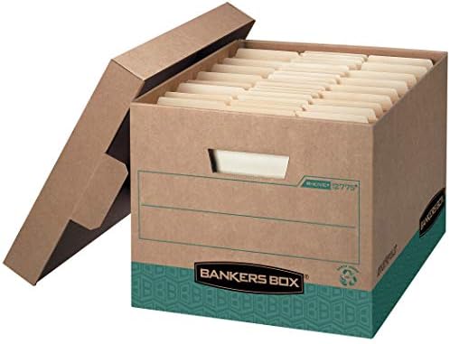Bankars Box R-KIVE teških kutija za skladištenje, brzo nabroj, poklopac za podizanje, recikliran, pismo/legalno, slučaj 12