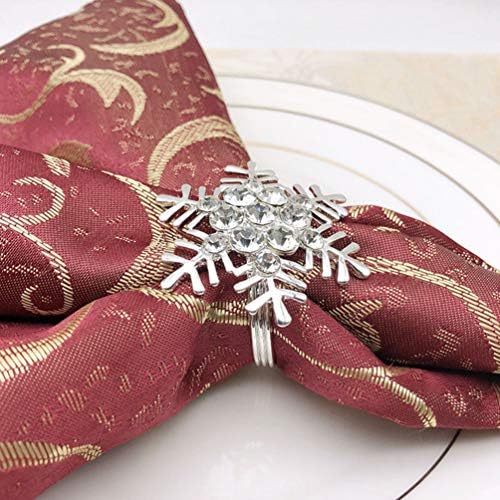 CABILOCK vjenčani stol dekor 4 PCS božićni snježna pahuljica prstenovi Sliver Snowflake držač za salvete za blagovaonicu za postavljanje